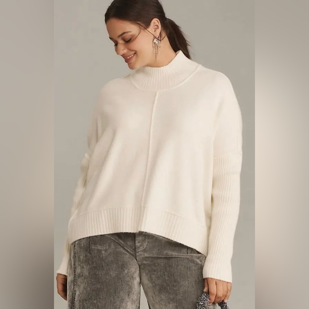 NWT Anthropologie Maeve The Gretchen Cozy Mock-Neck Sweater, Size LP